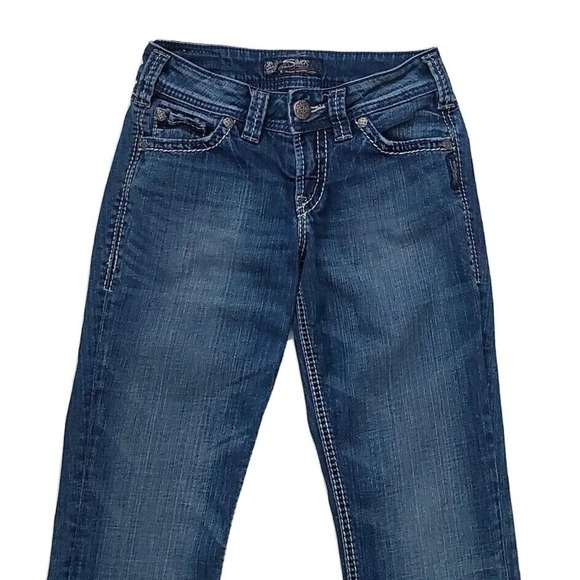 Silver Suki Surplus Denim Blue Jeans (Womens Size 24" x 32") Button Flap Pockets - Picture 3 of 9